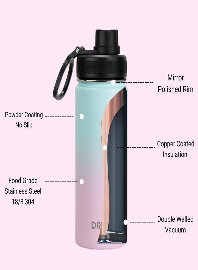 DRINCO Stainless Steel Water Bottle Spout Lid Vacuum Insulated Double Wall Water Bottle Wide Mouth (40oz 32oz 22oz 18oz 14oz) Leak Proof Keeps Cold or Hot (18 oz, 18oz Macaron) - Image 4